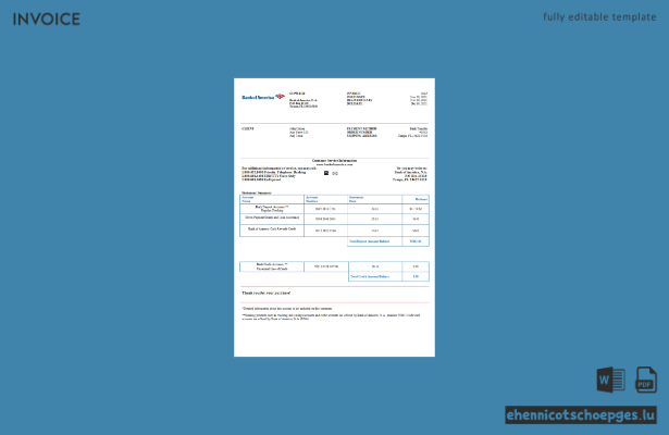 USA Bank of America Rechnungsbeispiel Vorschau